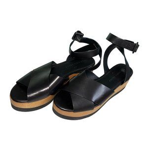 Veronica Beard Winnie Womens Sandals Size 9 Black Leather Platform Ankle Strap